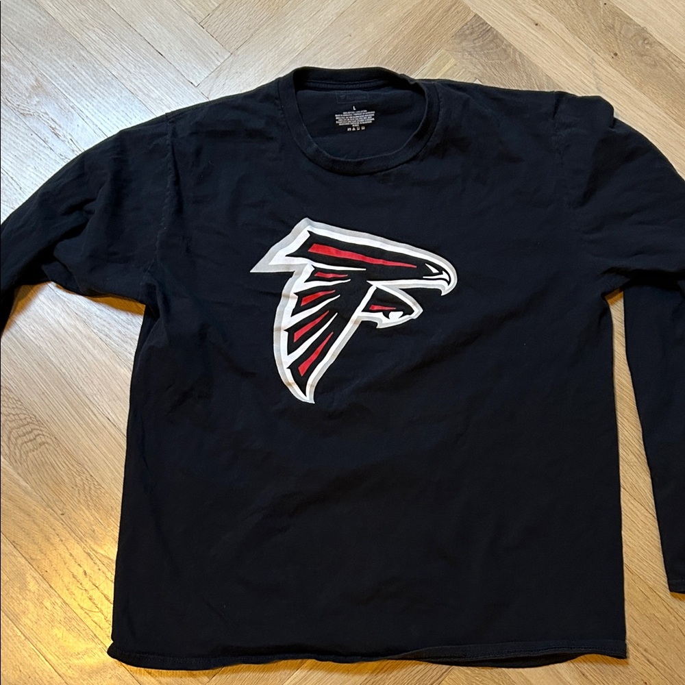 Men's Black Long Sleeve Shirt with Red and White Logo
